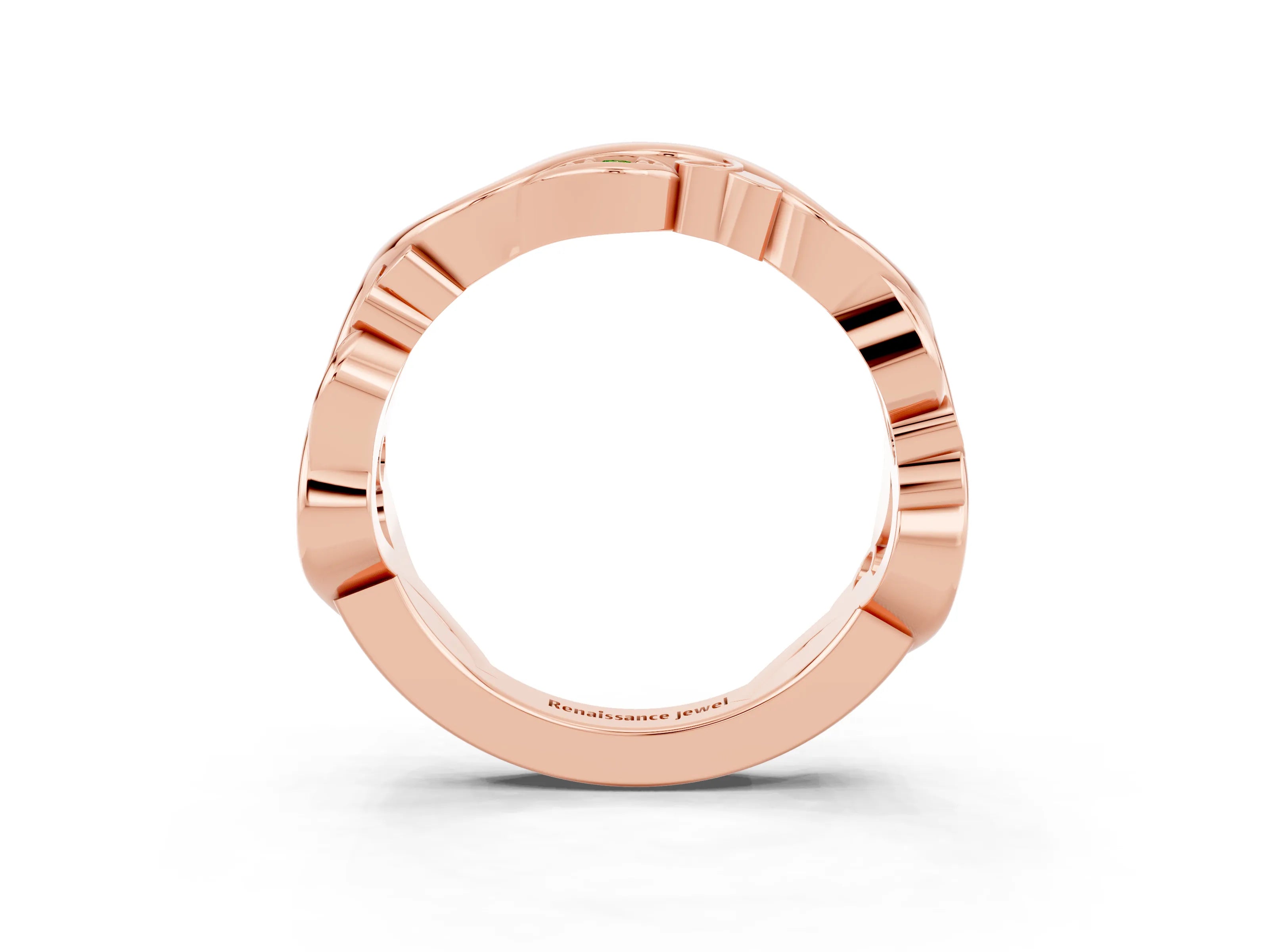 Rose gold Marquise Peridot Vine Eternity Band with Bezel Setting_9
