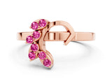 Rose gold Marquise Pink Sapphire Cluster Bypass Ring with Prong Setting_18