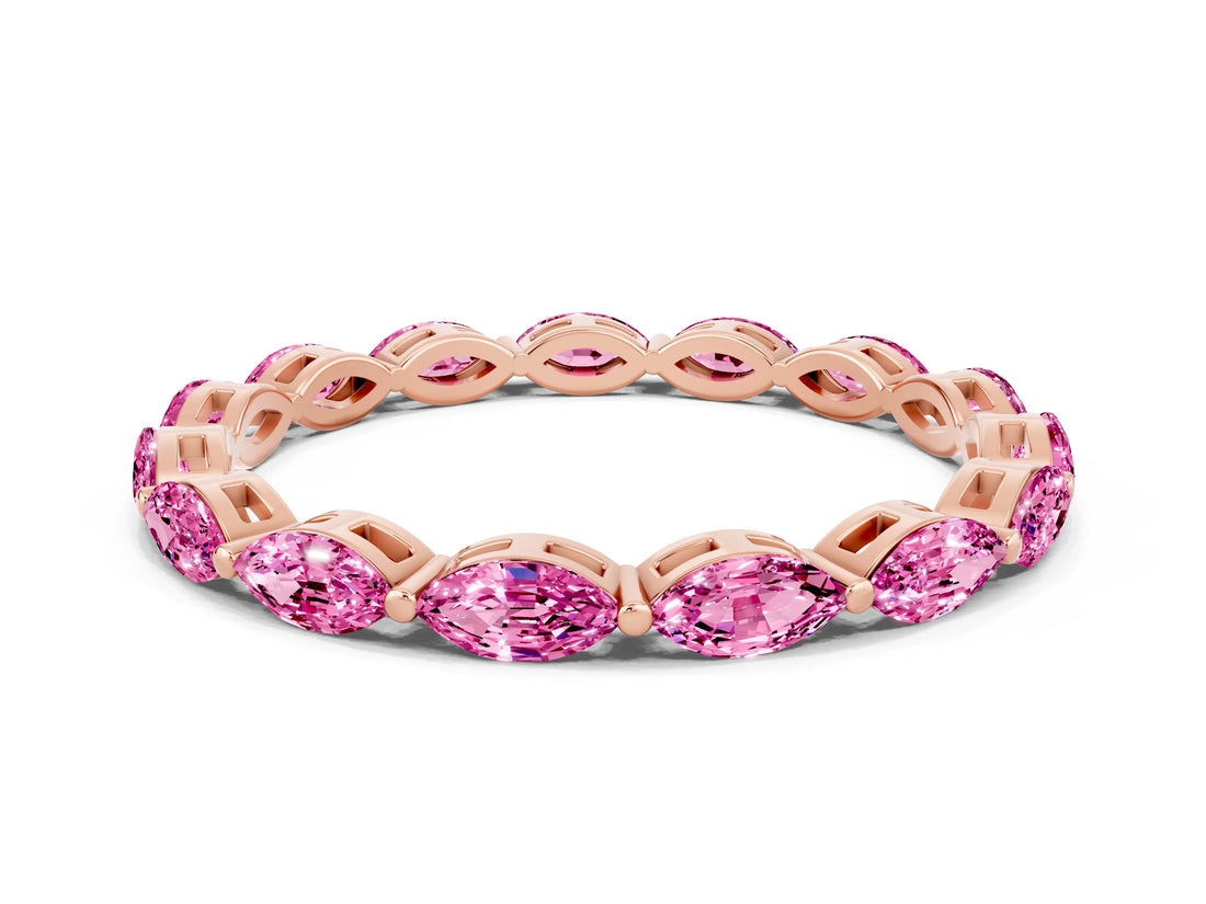 Rose gold Marquise Pink Sapphire Eternity Band with U-Prong Setting_72