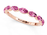 Rose gold Marquise Pink Sapphire Half Eternity Band with Prong Setting_19