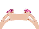 Rose gold Marquise Pink Sapphire Open Band Ring with Tension Setting_22