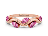 Rose gold Marquise Pink Sapphire Twisted Band with Prong Setting_18