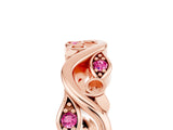 Rose gold Marquise Pink Sapphire Vine Eternity Band with Bezel Setting_11