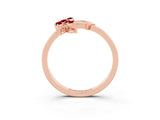 Rose gold Marquise Ruby Cluster Bypass Ring with Prong Setting_9