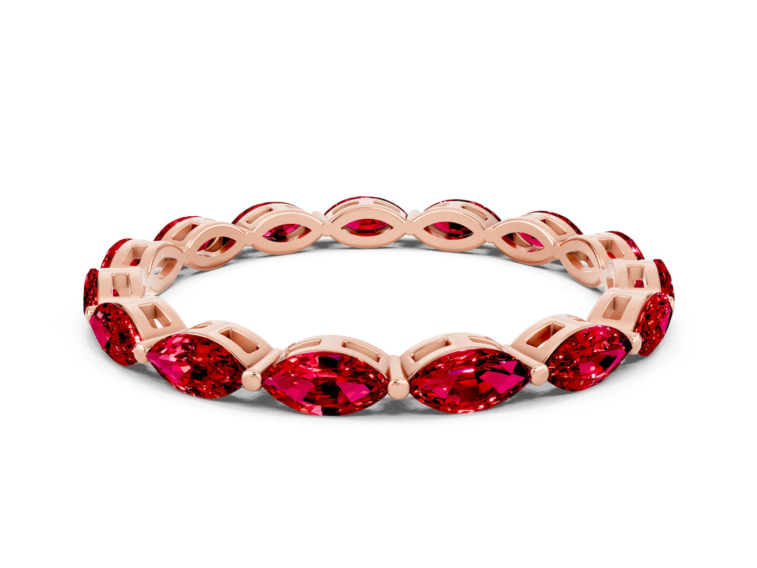Rose gold Marquise Ruby Eternity Band with U-Prong Setting_12