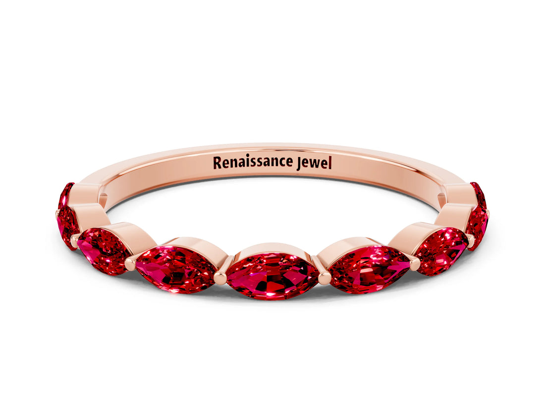 Rose gold Marquise Ruby Prong Set Half-Eternity Band_6