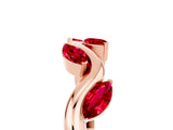 Rose gold Marquise Ruby Twisted Band with Prong Setting_11