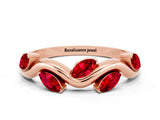 Rose gold Marquise Ruby Twisted Band with Prong Setting_6