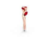 Rose gold Marquise Ruby Twisted Band with Prong Setting_8