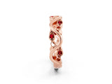 Rose gold Marquise Ruby Vine Eternity Band with Bezel Setting_8