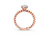 Rose gold Marquise Solitaire Beaded Band Prong Setting Ring 3