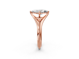Rose gold Marquise Solitaire Beaded Band Six-Prong Setting_10