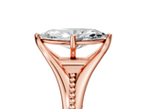 Rose gold Marquise Solitaire Beaded Band Six-Prong Setting_13