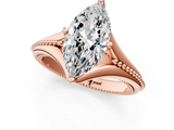 Rose gold Marquise Solitaire Beaded Band Six-Prong Setting_9