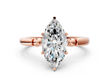 Rose gold Marquise Solitaire Beaded Band with Four-Prong Setting_112