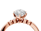 Rose gold Marquise Solitaire Beaded Band with Four-Prong Setting_116