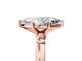 Rose gold Marquise Solitaire Beaded Band with Four-Prong Setting_117