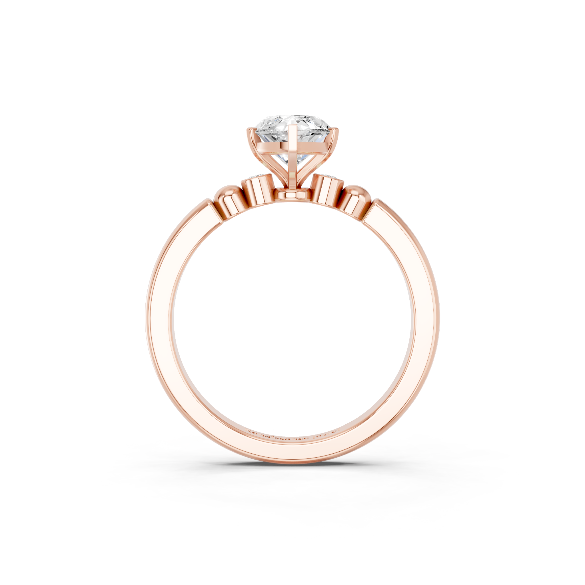 Rose gold Marquise Solitaire Beaded Band with Four-Prong Setting_21