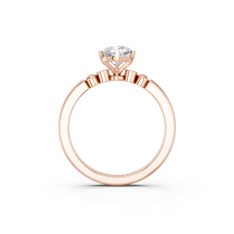 Rose gold Marquise Solitaire Beaded Band with Four-Prong Setting_21