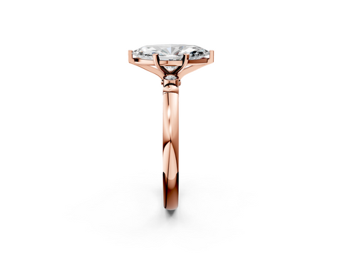 Rose gold Marquise Solitaire Beaded Band with Four-Prong Setting_97
