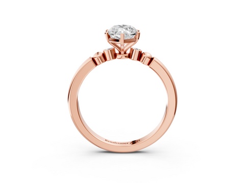 Rose gold Marquise Solitaire Beaded Band with Four-Prong Setting_98