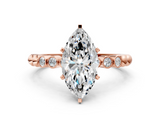 Rose gold Marquise Solitaire Bezel Accent Diamond Engagement Ring with Beaded Band and Four-Prong Setting_67