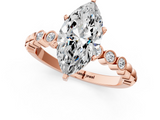 Rose gold Marquise Solitaire Bezel Accent Diamond Engagement Ring with Beaded Band and Four-Prong Setting_68