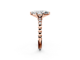 Rose gold Marquise Solitaire Bezel Accent Diamond Engagement Ring with Beaded Band and Four-Prong Setting_69