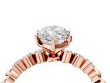 Rose gold Marquise Solitaire Bezel Accent Diamond Engagement Ring with Beaded Band and Four-Prong Setting_71