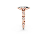 Rose gold Marquise Solitaire Bezel-Set Diamond Ring with Beaded Band and Four-Prong Setting_57