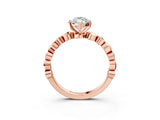 Rose gold Marquise Solitaire Bezel-Set Diamond Ring with Beaded Band and Four-Prong Setting_58