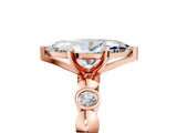 Rose gold Marquise Solitaire Bezel-Set Diamond Ring with Beaded Band and Four-Prong Setting_60
