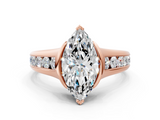 Rose gold Marquise Solitaire Bezel-Set Diamond Ring with Channel-Set Band_37