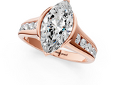 Rose gold Marquise Solitaire Bezel-Set Diamond Ring with Channel-Set Band_38