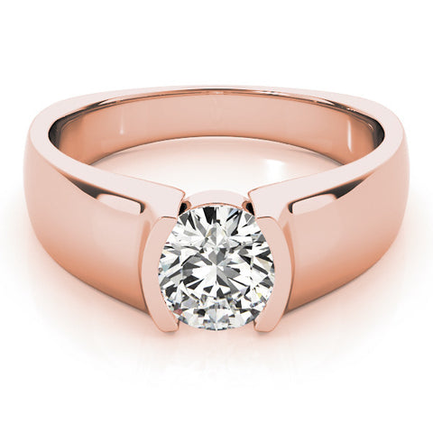 Rose gold Marquise Solitaire Bezel Set Diamond Ring with Wide Band 2