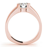 Rose gold Marquise Solitaire Bezel Set Diamond Ring with Wide Band