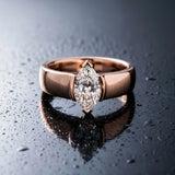 Rose gold Marquise Solitaire Bezel Set Diamond Ring with Wide Band_18
