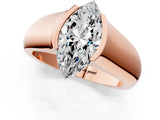Rose gold Marquise Solitaire Bezel Set Diamond Ring with Wide Band_4