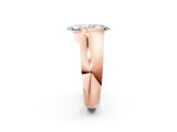 Rose gold Marquise Solitaire Bezel Set Diamond Ring with Wide Band_5
