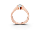 Rose gold Marquise Solitaire Bezel Set Diamond Ring with Wide Band_6