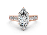 Rose gold Marquise Solitaire Channel-Set Diamond Engagement Ring with Four-Prong Setting_32