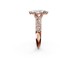 Rose gold Marquise Solitaire Chevron Pave Diamond Engagement Ring with Six-Prong Setting_5