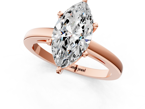 Rose gold Marquise Solitaire Diamond Engagement Ring with Four-Prong Setting on a Classic Band_10