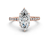 Rose gold Marquise Solitaire Diamond Engagement Ring with Pavé Band and Six-Prong Setting_27