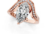 Rose gold Marquise Solitaire Diamond Engagement Ring with Pave Band and Four-Prong Setting 3