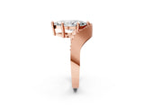 Rose gold Marquise Solitaire Diamond Engagement Ring with Pave Band and Four-Prong Setting 4