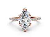 Rose gold Marquise Solitaire Diamond Engagement Ring with Pave Band and Six-Prong Setting_41