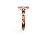 Rose gold Marquise Solitaire Diamond Engagement Ring with XO Engraved Band and Four-Prong Setting 2