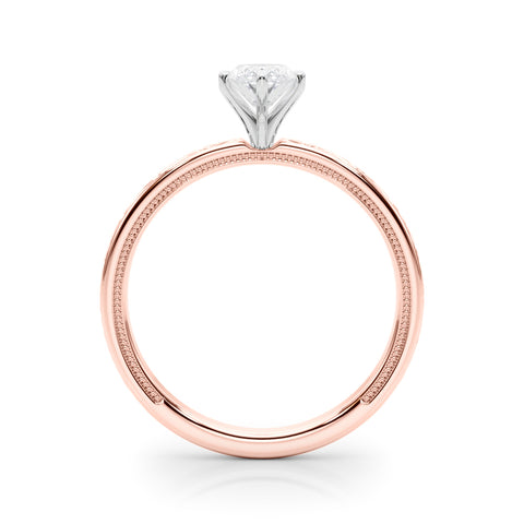 Rose gold Marquise Solitaire Diamond Engagement Ring with XO Engraved Band and Four-Prong Setting 2