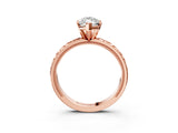 Rose gold Marquise Solitaire Diamond Engagement Ring with XO Engraved Band and Four-Prong Setting 3